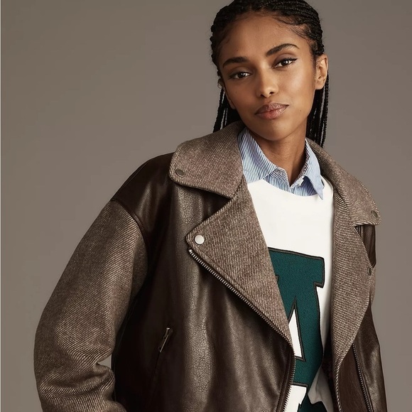 NWT By Anthropologie Twill Cocoon Moto Jacket Size XL - Picture 2 of 10